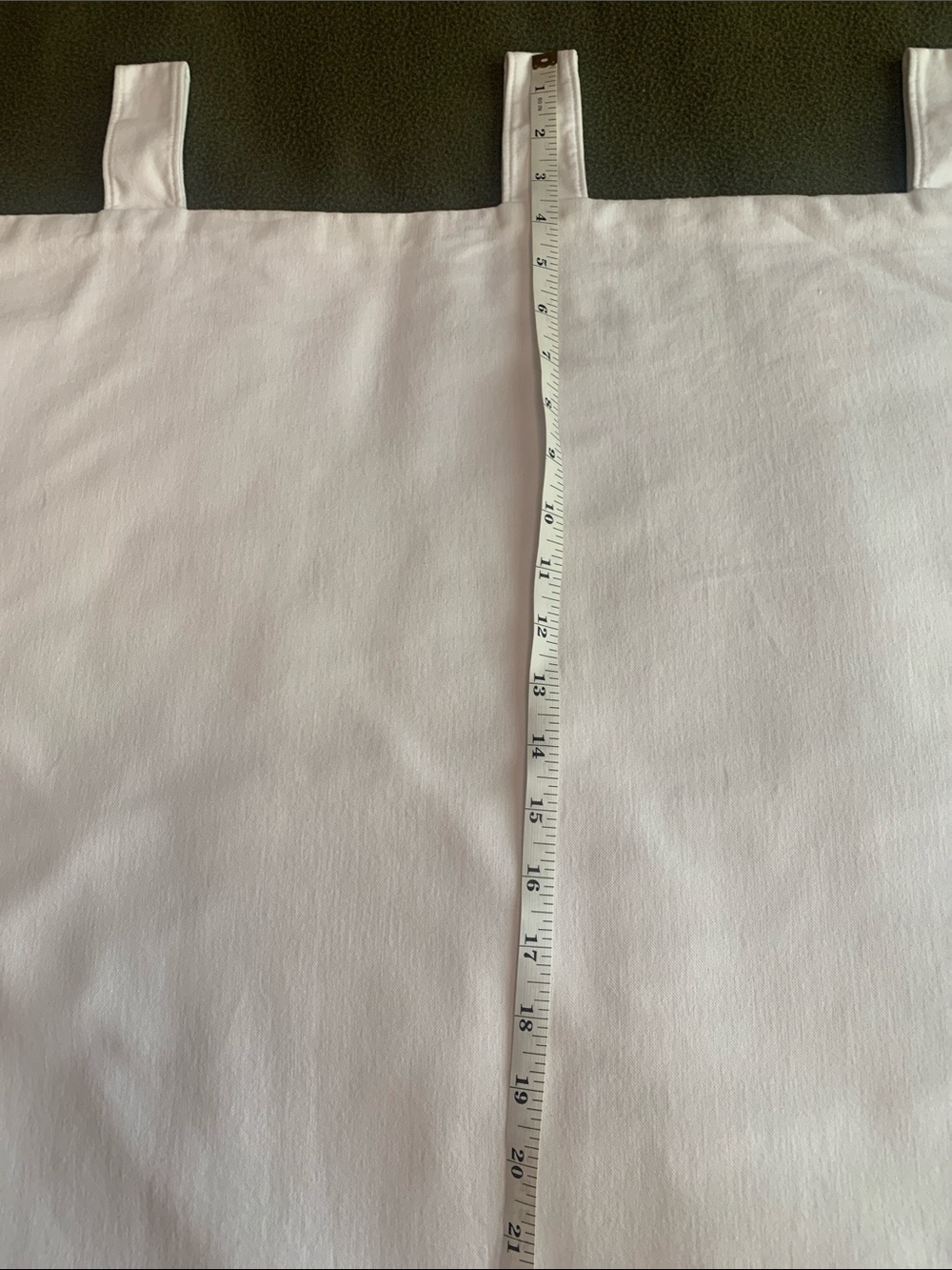 Custom homemade white tab top curtains. Approx 33” x 45” including tabs. - Picture 4 of 10